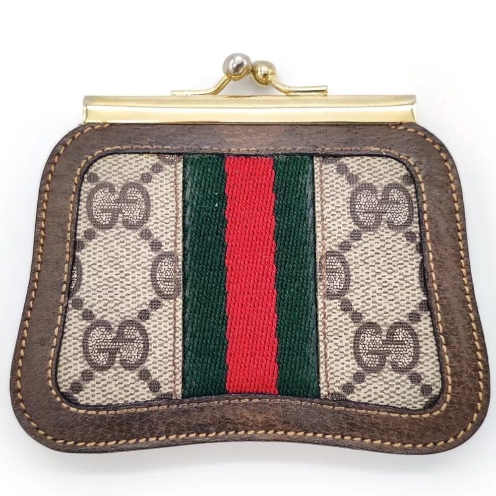 Gucci Sherry Line Coin Purse PVC Leather
Brown Authentic Vintage